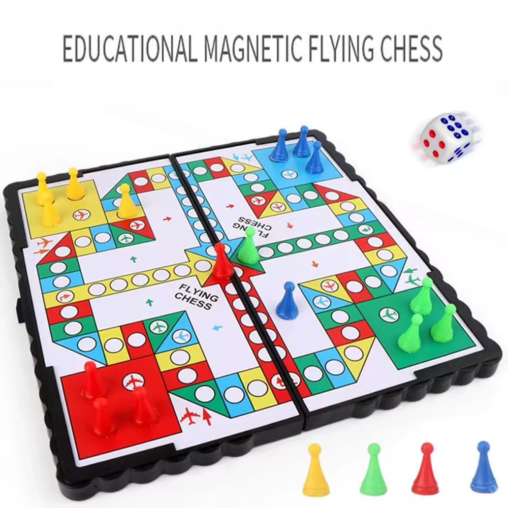 Board Game Ludo - Foldable magnetic flying chess set, crawling